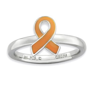 Orange Enameled Awareness Ribbon Ring - Sterling Silver QSK945, MPN: QSK945, 886774231372