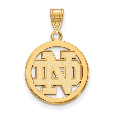 University of Notre Dame Sm Pendant in Circle Gold-plated Sterling Silver GP031UND, MPN: GP031UND, …
