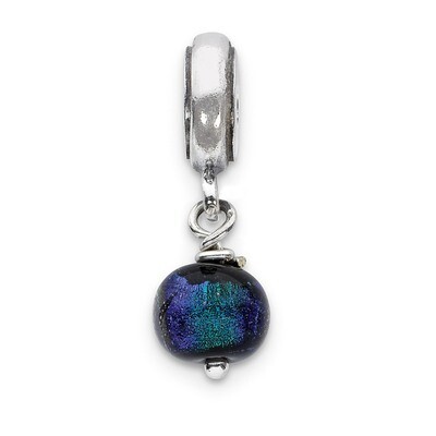 Purple Dichroic Glass Dangle Bead - Sterling Silver QRS2312, MPN: QRS2312, 883957514024