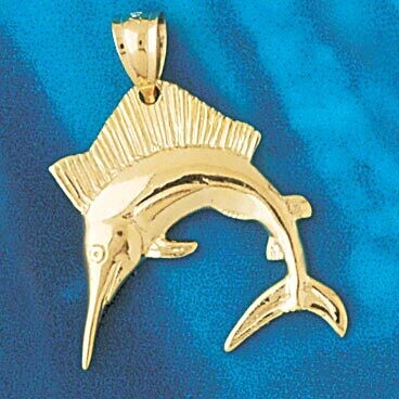Dazzlers Jewelry Marlin Sailfish Dimensional Pendant Necklace Charm Bracelet in Yellow, White or Ro…