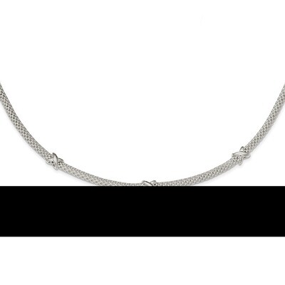 Mesh with X&#39;s with 1 inch Extender Necklace 17 Inch Sterling Silver QG3922-17, MPN: QG3922-17, 1911…