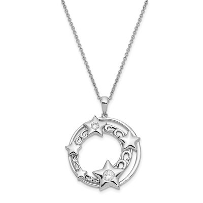 Antiqued Once In A Lifetime 18 Inch Necklace Sterling Silver CZ Diamond QSX671, MPN: QSX671, 886774…