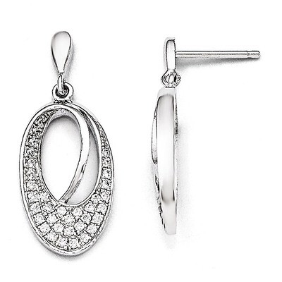 Dangle Post Earrings Sterling Silver &amp; Cubic Zirconia QMP190, MPN: QMP190, 883957050331