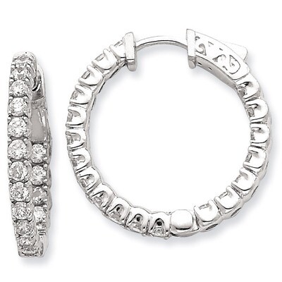 40 Stones In and Out Round Hoop Earrings Sterling Silver with Diamonds QE7570, MPN: QE7570, 8867742…