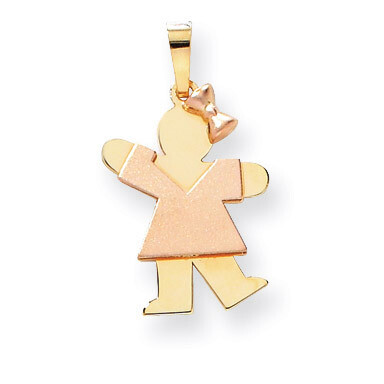 Girl with Bow on Right Engravable Charm 14k Two-tone Gold Small XK218, MPN: XK218, 883957377377