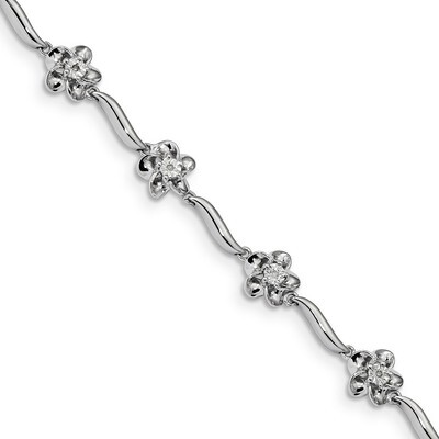 Floral Diamond Bracelet 7.5 Inch Sterling Silver Rhodium-plated QDX1248, MPN: QDX1248, 883957241814