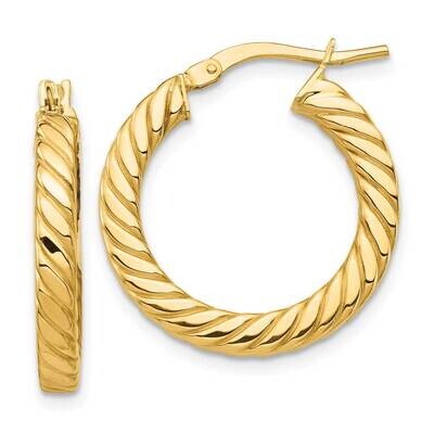 Twisted 3mm Hoop Earrings 14k Gold Polished  TF1391, MPN: TF1391, 191101986932