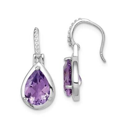 Amethyst Teardrop Dangle Earrings Sterling Silver Rhodium-plated QE14269, MPN: QE14269, 191101844331