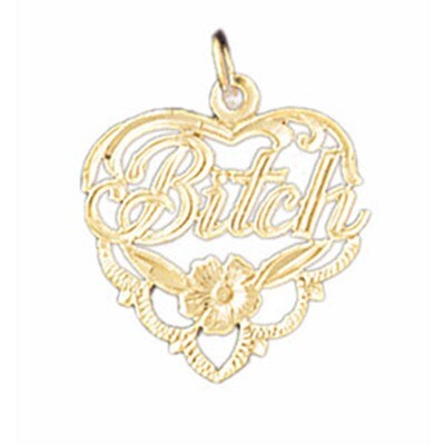 Dazzlers Jewelry Bitch Pendant Necklace Charm Bracelet in Yellow, White or Rose Gold 10655, MPN: DZ…