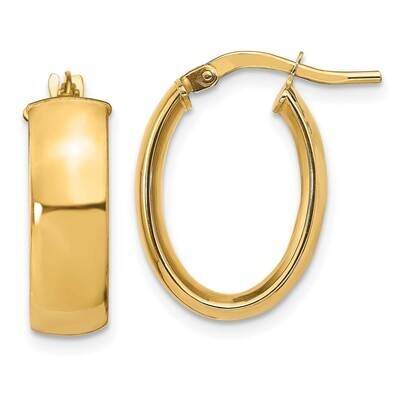 Leslie&#39;s 5.75mm Polished Oval Hoop Earrings 14k Gold HB-LE2012, MPN: LE2012, 191101736827