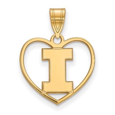 University of Illinois Pendant in Heart Gold-plated Silver GP017UIL, MPN: GP017UIL, 886774921761