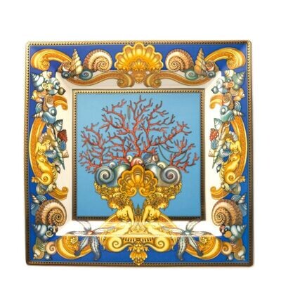 Versace La Mer Tray Porcelain 11 3/4 inch Square, MPN: 14085-102817-25830, 790955854635