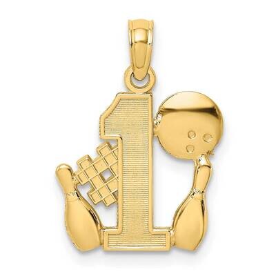 #1 Bowling Story with Ball Two Pins Charm 14k Gold K8778, MPN: K8778, 63721808324