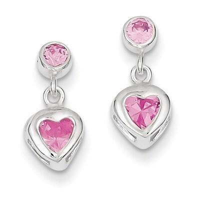 Pink Heart Diamond Earrings Sterling Silver QE1744, MPN: QE1744, 883957922621