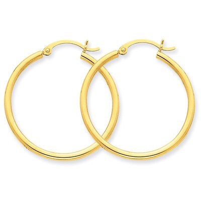 2mm Round Hoop Earrings 14k Gold Polished T914, MPN: T914, 883957287409