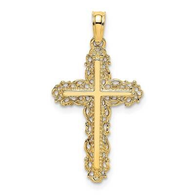 Cross with Filigree Lace Trim Charm 14k Gold K8454, MPN: K8454, 637218038862