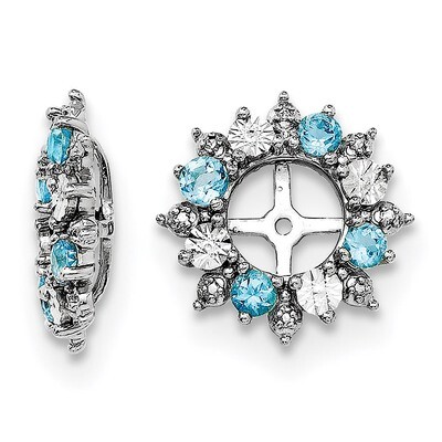 Swiss Blue Topaz Earring Jacket Sterling Silver Rhodium QJ120DEC, MPN: QJ120DEC, 191101386688