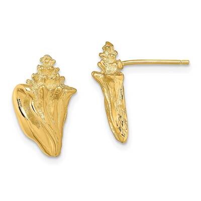Conch Shell Post Earrings 14k Gold 2-D TE815, MPN: TE815, 637218050987
