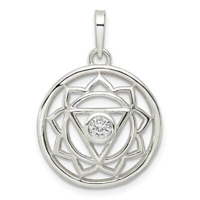 Solar Chakra with Triangle Center Pendant Sterling Silver Cz Diamond QP5551, MPN: QP5551,