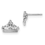 CZ Diamond Crown Post Earrings Sterling Silver Rhodium-plated QE12920, MPN: QE12920, 191101230035