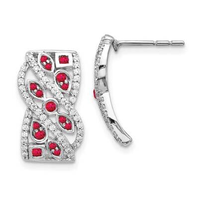 Ruby Fancy Earrings 14k White Gold Diamond EM3844-RU-038-WA, MPN: EM3844-RU-038-WA, 191101836077