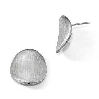 Brushed Curved Button Post Earrings Sterling Silver QLE1132, MPN: QLE1132,