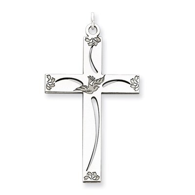 Cross Pendant Laser Designed Sterling Silver QXR107, MPN: QXR107, 883957522906