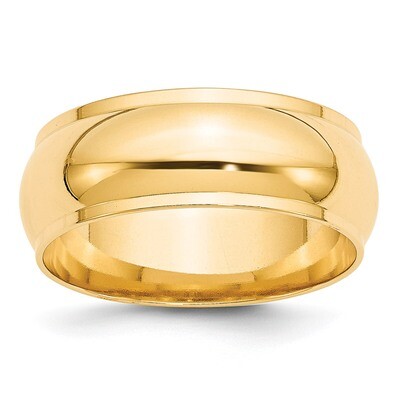 8mm Half Round with Edge Band 14k Yellow Gold HRE080 Engravable, MPN: HRE080, 886774485164