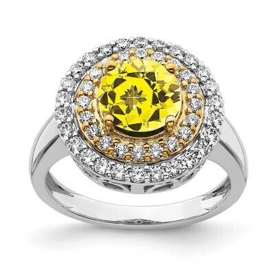 Created Yellow Sapphire Ring 14k Two-tone Gold Lab Grown Diamond RM7503-CYS-063-WYLG, MPN: RM7503-C…