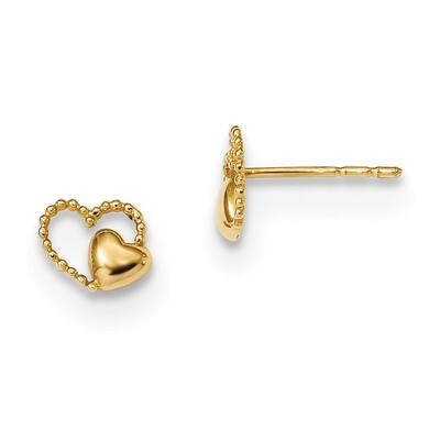 Madi K Polished Double Heart Post Earrings 14k Gold GK914, MPN: GK914, 191101077807