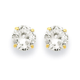 7mm Round Synthetic Diamond Post Earrings 14k Gold XD30CZ, MPN: XD30CZ, 716838209903