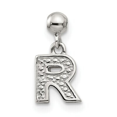 Letter R Charm Sterling Silver Dangle QMM190R, MPN: QMM190R,