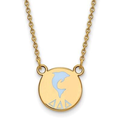 Delta Delta Delta Extra Small Enameled Pendant with 18 Inch Chain Gold-plated Silver GP044DDD-18, M…