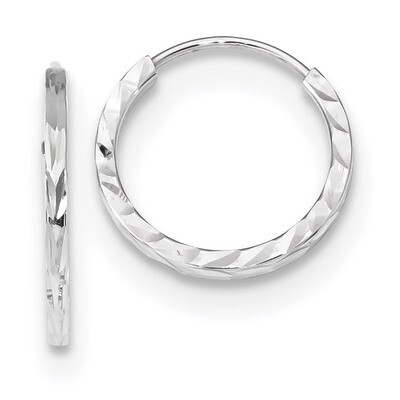Diamond -cut Square Tube Endless Hoop Earrings 14k white Gold TF993W, MPN: TF993W, 191101057847