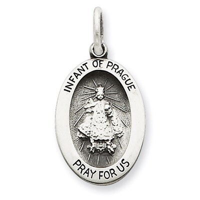 Infant of Prague Medal Antiqued Sterling Silver QC5491, MPN: QC5491, 191101182808