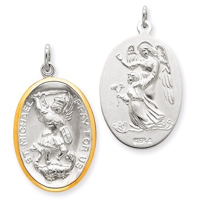 Vermeil Saint Michael Medal Sterling Silver QC3616, MPN: QC3616, 886774108629
