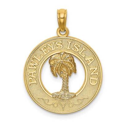 Pawleys Island Round Frame with Palm Tree Charm 14k Gold K7553, MPN: K7553, 637218115815