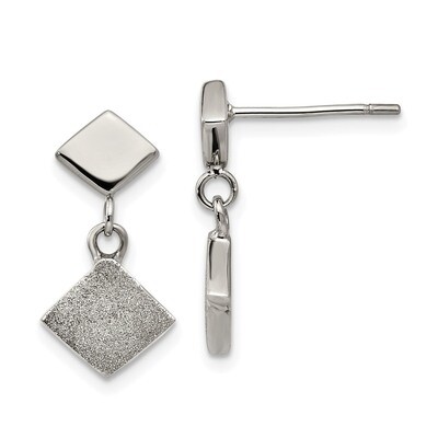 Laser-cut Post Dangle Earrings Stainless Steel Polished SRE1266 by Chisel, MPN: SRE1266, 1911010175…