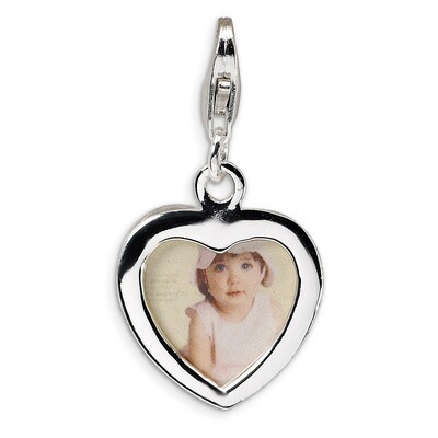 Polished Heart Frame Charm Sterling Silver QCC164 by Amore La Vita, MPN: QCC164, 883957331218