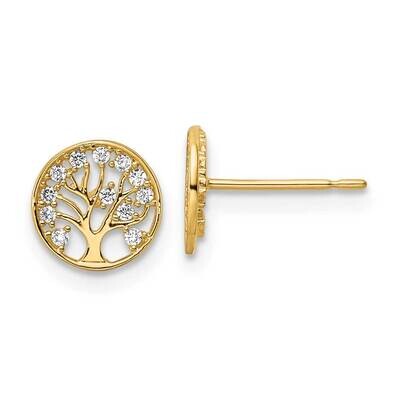 CZ Diamond Tree of Life Post Earrings 14k Gold YE2094, MPN: YE2094, 191101786334