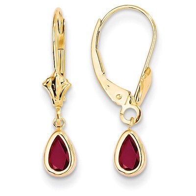6x4mm Ruby/July Leverback Earrings 14k Gold XBE91, MPN: XBE91, 883957335469