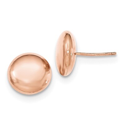 12mm Button Post Earrings 14k Rose Polished Gold H1030, MPN: H1030, 658226130300