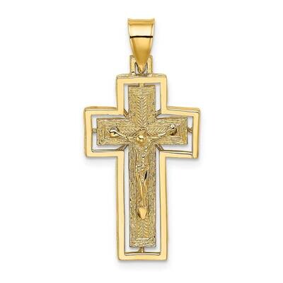 Crucifix with Frame Charm 14k Gold Textured K8438, MPN: K8438, 637218037674