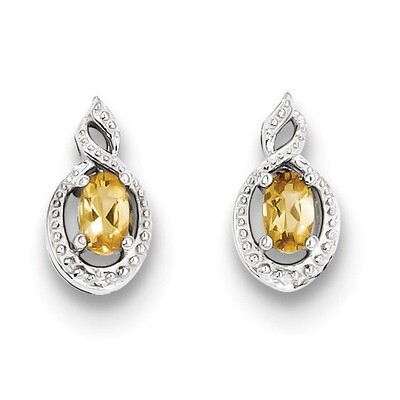 Citrine &amp; Diamond November Earrings Sterling Silver QBE18NOV, MPN: QBE18NOV, 886774646169