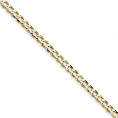8 Inch 5.2mm Semi-solid Pave Curb Chain 14k Gold &amp; Rhodium PWF120-8, MPN: PWF120-8, 886774559759