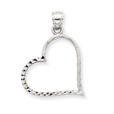 Diamond-cut Small Reversible Heart Pendant 14k White Gold Solid Satin D1056, MPN: D1056, 7529081708…
