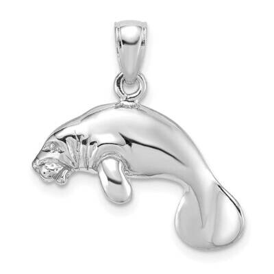 Polished Swimming Manatee Charm 14k White Gold 3-D K8120W, MPN: K8120W, 196904084526
