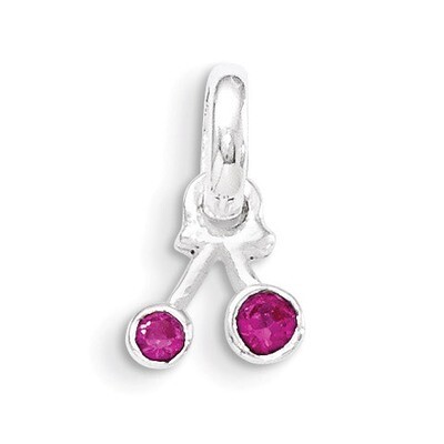 Synthetic Ruby Cherry Kid&#39;s Pendant Sterling Silver QP4075