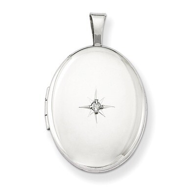 Oval Locket Sterling Silver &amp; Diamond Polished 19mm QLS517, MPN: QLS517, 883957144658