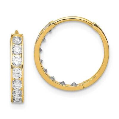 Hinged Hoop Earrings 14k Gold CZ Diamond YE1842, MPN: YE1842, 883957244617